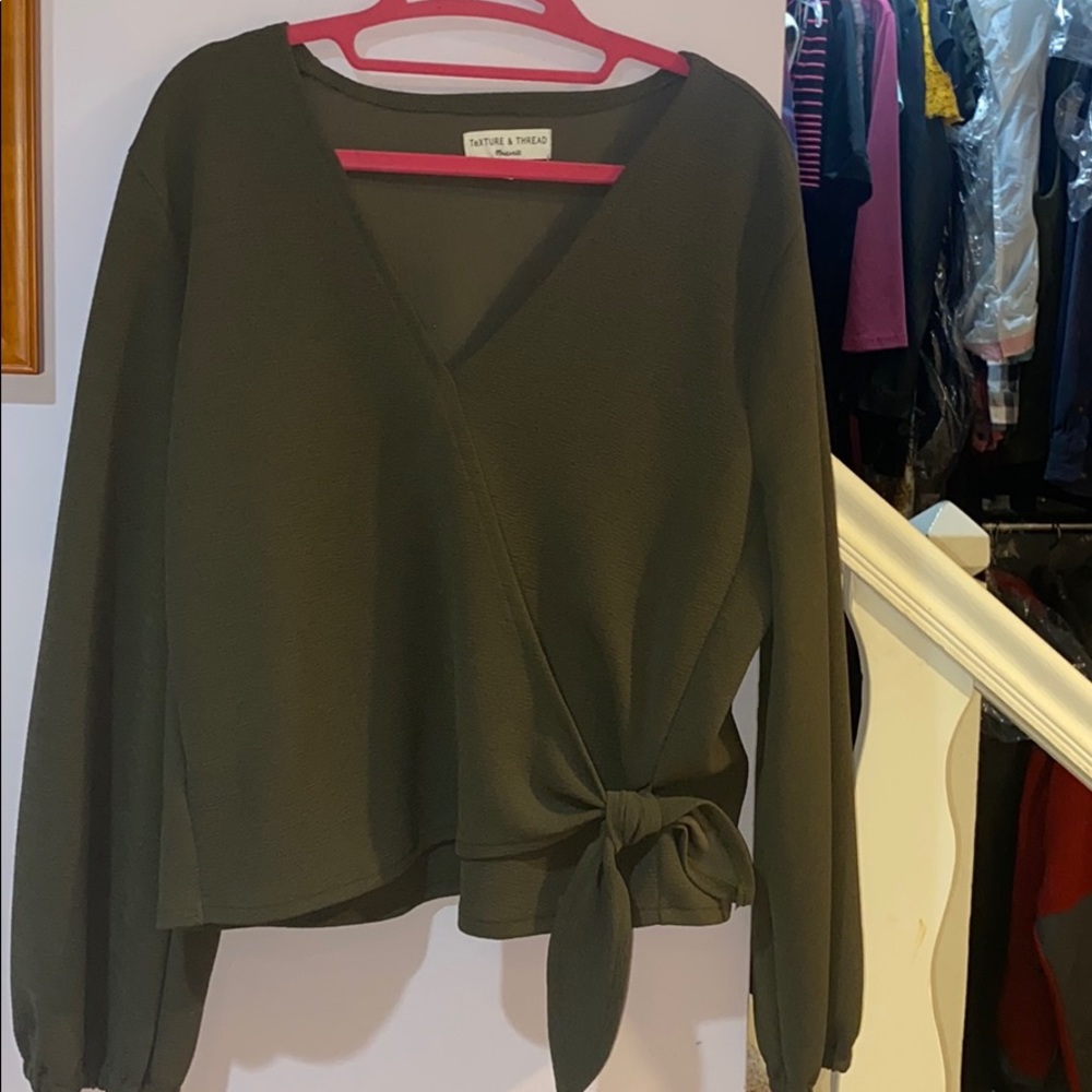 Texture & Thread Wrap-Tie Top